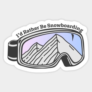 Sunset Mountain Ski Goggles | I'd Rather Be Snowboarding Sticker